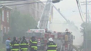 Crews battle fire at warehouse for hours in Camden on Sunday