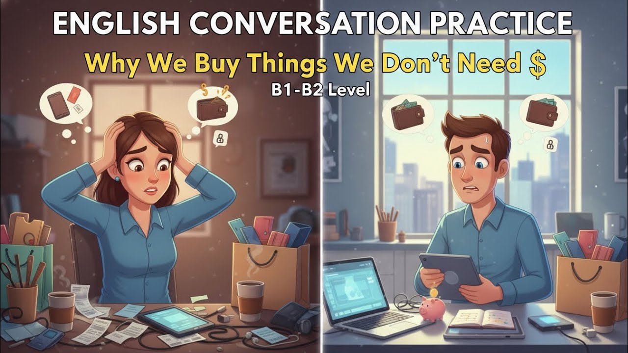 English Conversation Practice | Why We Buy Things We Don't Need 💸 | B1-B2 Level | SciFluency Podcast