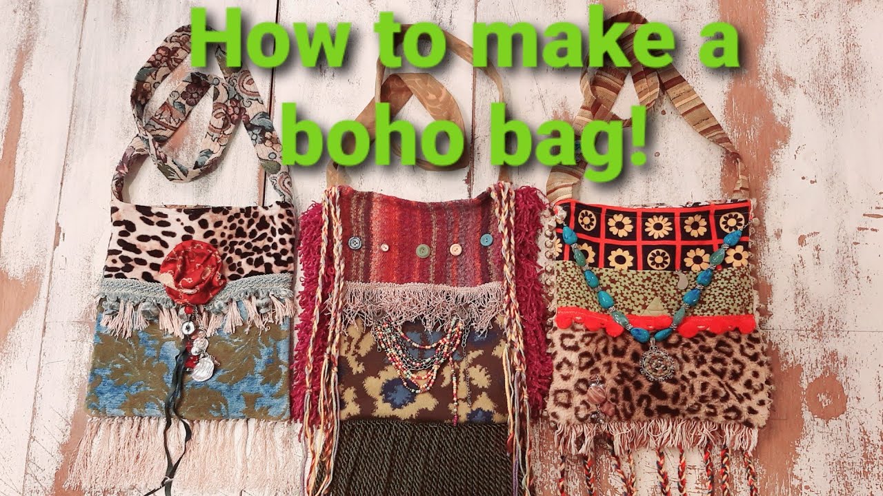 How to make a fringe crossbody boho purse from thrifted items