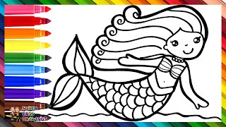 Drawing and Coloring a Cute Mermaid ‍♀ Drawings for Kids