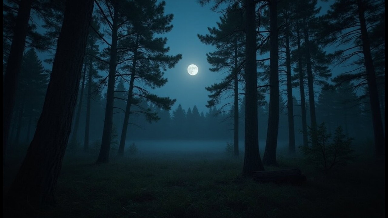 Moonlit Night Forest 🌙 Deep Ambient Nature Sounds | 44.1kHz Sleep & Relaxation (8 Hours)