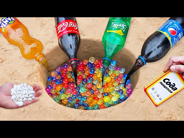 Experiment: Coca-Cola, Fanta, Sprite, Pepsi vs Orbeeze vs Mentos Underground class=