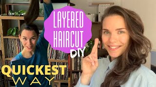 QUICKEST AND EASIEST LAYERED HAIRCUT | How I Cut My Hair During Quarantine 