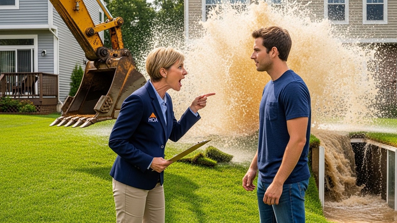 HOA Karen Dug In My Lawn, She Broke The Water Main And Flooded Her Own Basement Next Door