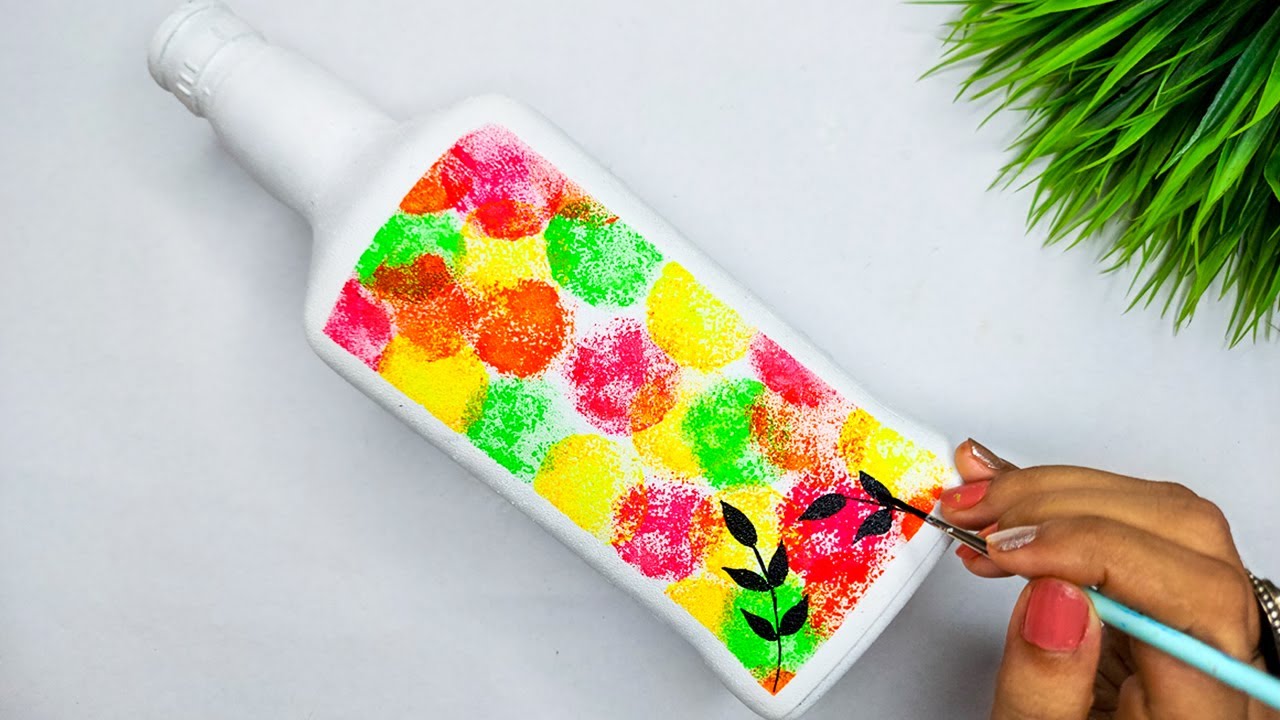 Easy and Unique Bottle Art Idea | Colourful Bottle Painting | DIY ...