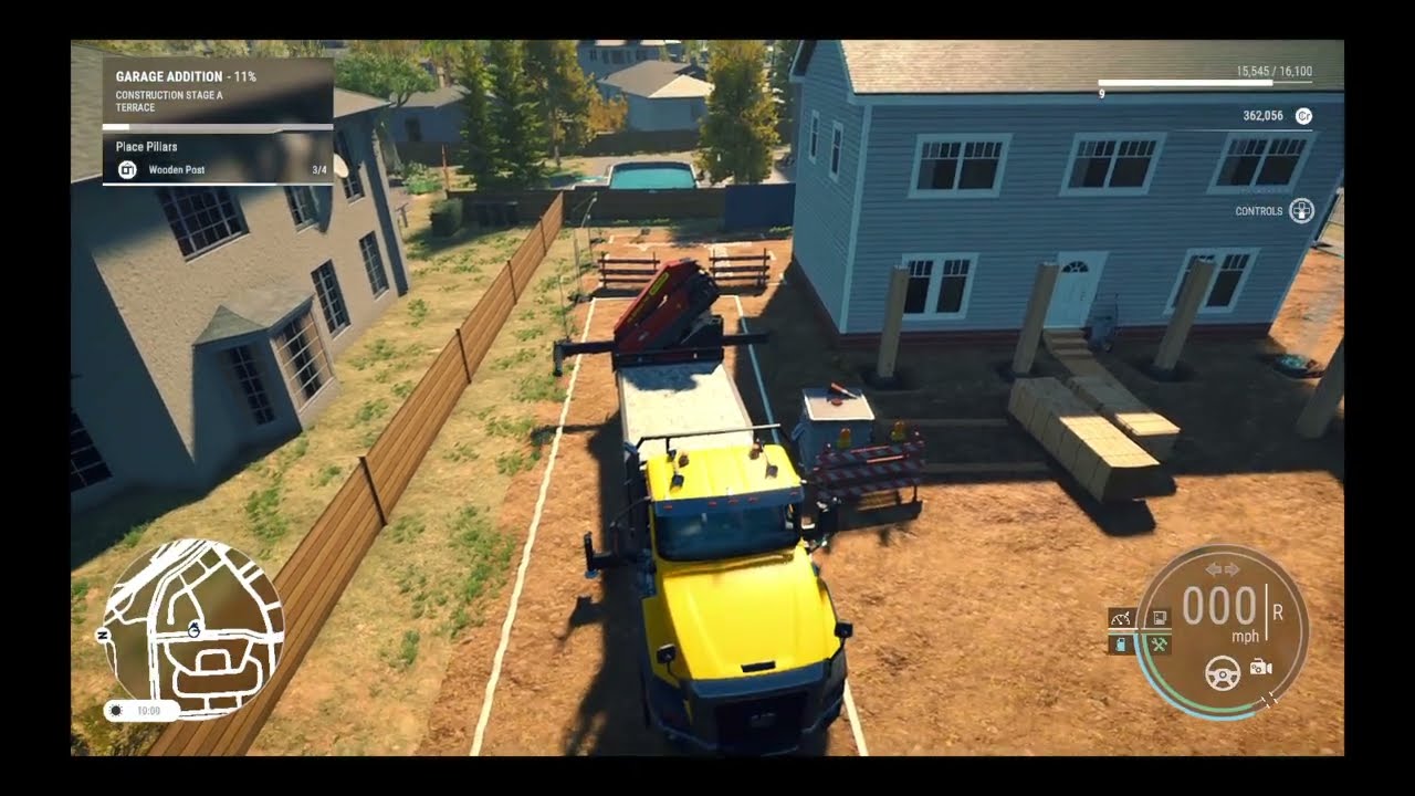 Construction Simulator Garage Addition Stage A - The Terrace - Delivery + Pillar Placement