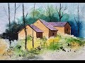 Step by Step Watercolor Painting For Beginners | Simple Watercolor Landscape Painting