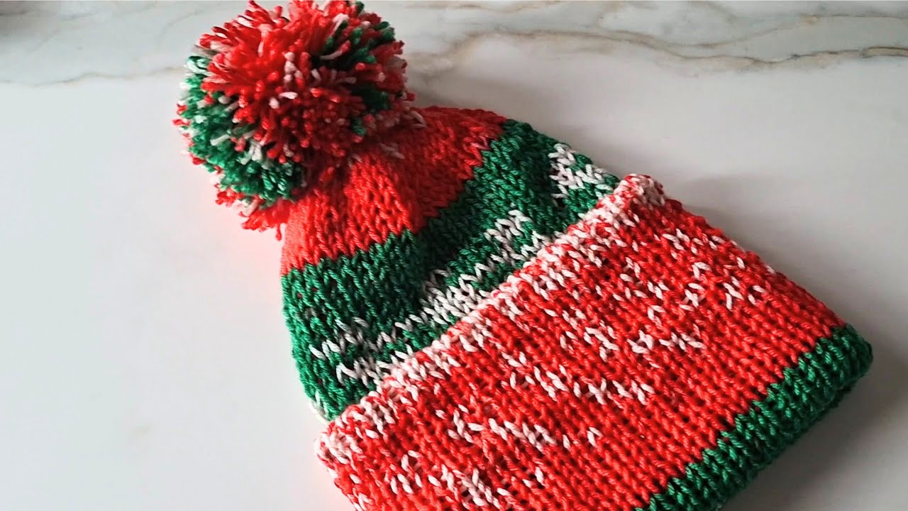 Beanie facilissimo con il filato self-pattering e la macchina da Maglieria! 