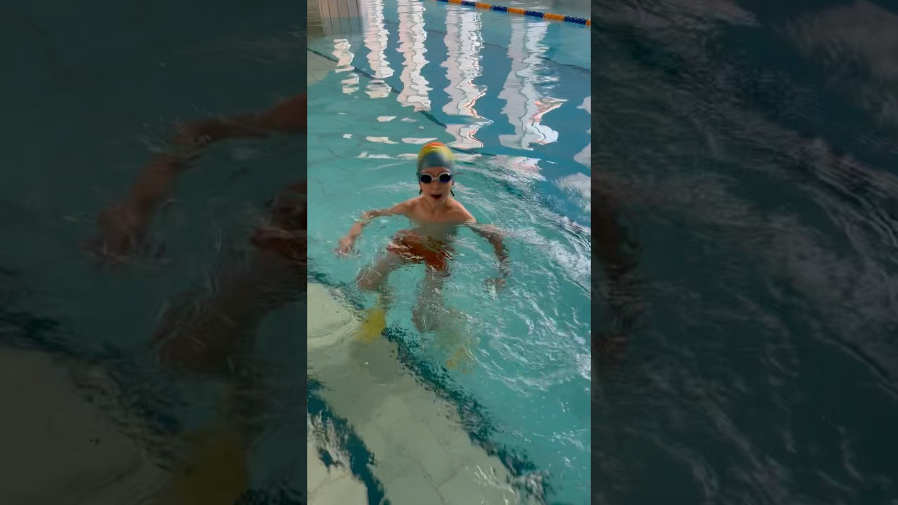 My first swimming in the new pool 