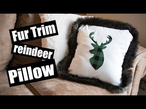 Fur trim Reindeer applique Pillow sewing tutorial