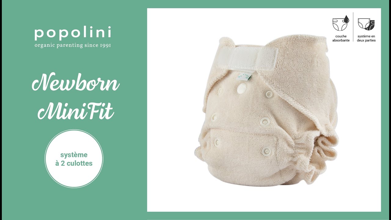 Couche lavable Newborn MiniFit en coton bio Popolini à Velcro