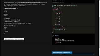 SKILLRACK |DAILY CHALLENGE|11/09/2023|FUNCTION-printSmallestToLargestDigit [RWD] | PROGRAM ID 8066||