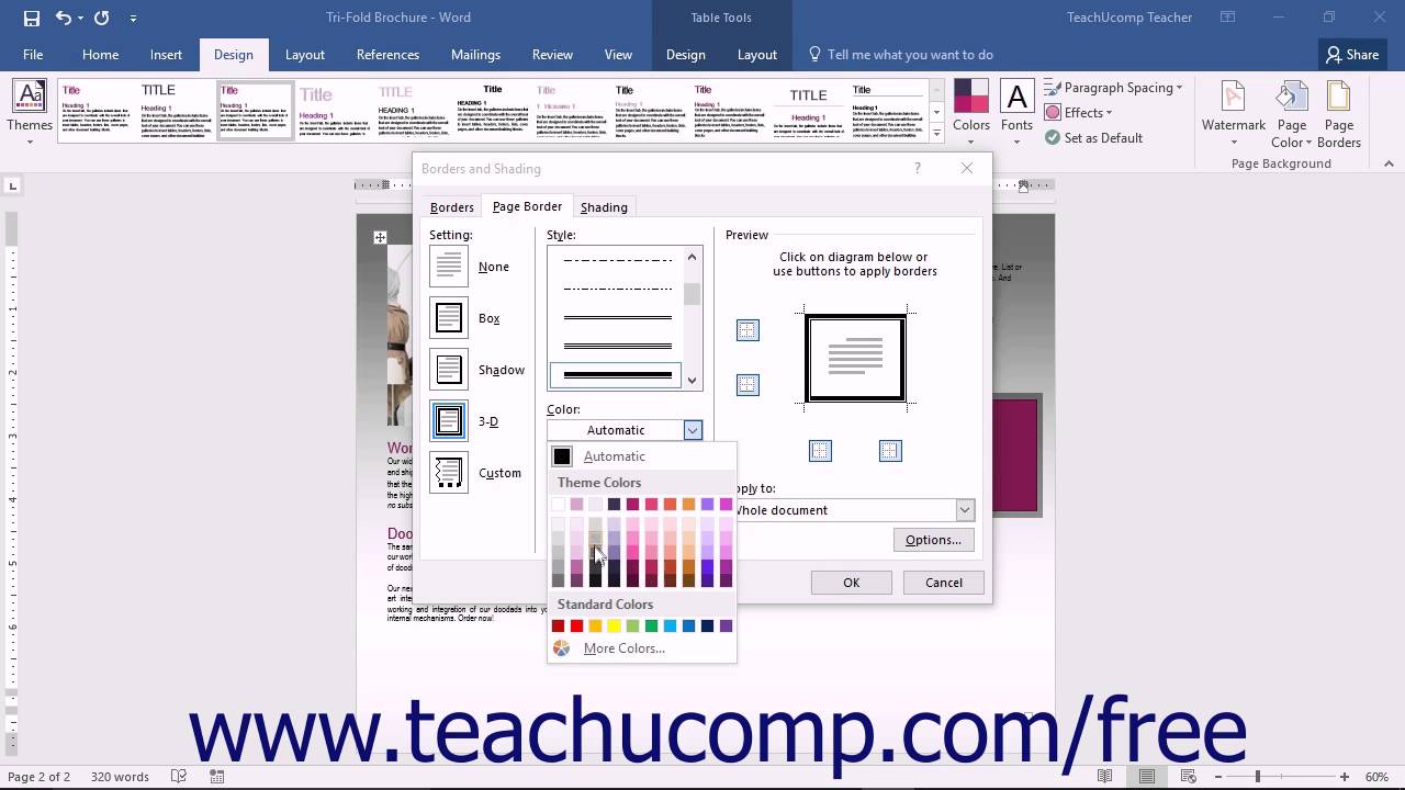 how to make a custom border in word 2016