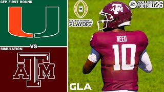 Texas A\u0026M vs Miami – CFP First Round Simulation \u0026 Prediction | CFB 26 PS5 Gameplay