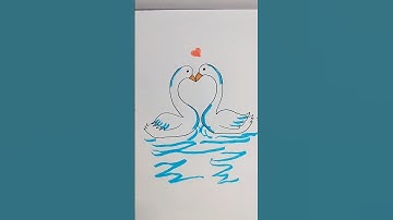 How To Draw Two Swans From Heart Shape #drawing #shorts