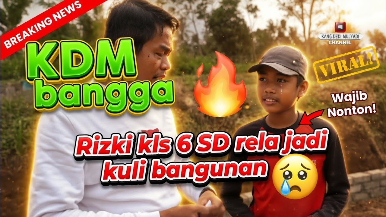 Rizki kls 6 SD rela jadi kuli bangunan,demi membantu bapak nya 😥 #Kdm #gubernurjabar