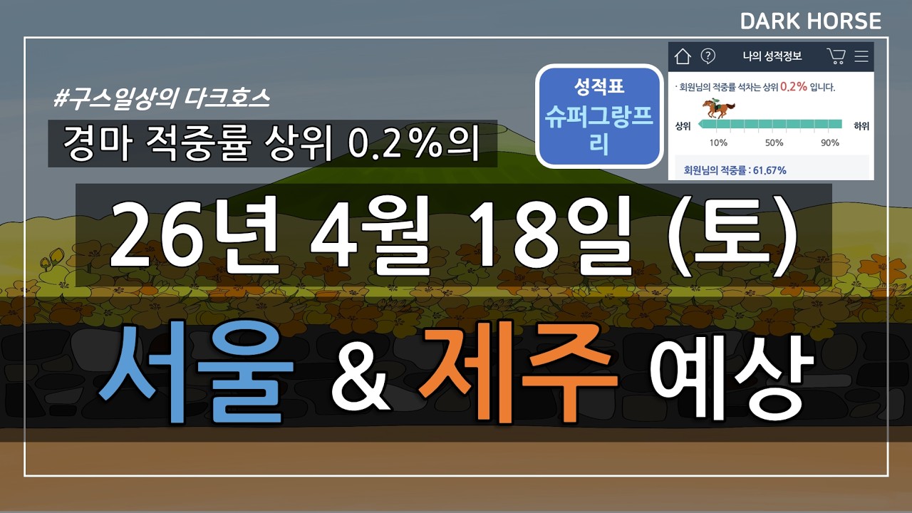 [구스일상 경마예상] 2026년 4월 18일 토요일 서울 제주 경마 예상