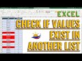 How to check if value exists in another list in excel