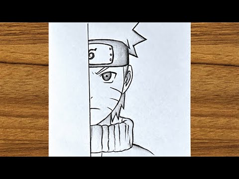 How to draw Naruto half face step by step