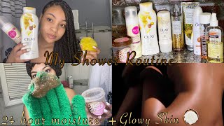 MY SHOWER ROUTINE 2021 *SHEA SCENTED* | 24 hour moisture + Glowy Skin