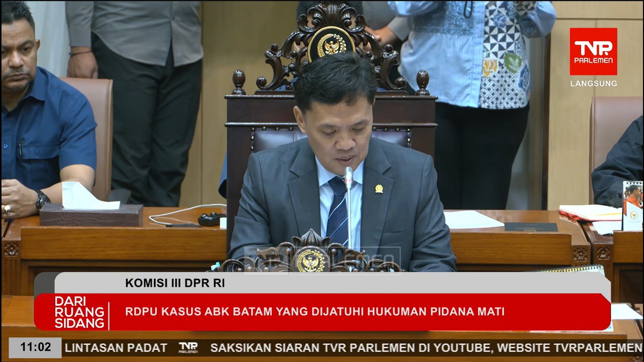 LIVE: KOMISI III DPR RI RDPU DENGAN KELUARGA ABK BATAM FANDI RAMADHAN DAN KUASA HUKUM HOTMAN PARIS