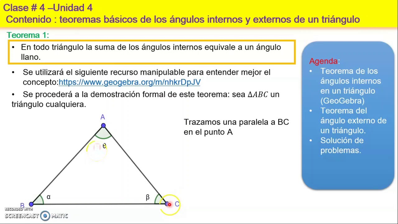 Matemática Fiii S01 Teorema De Los ángulos Internos Y Externo De Un