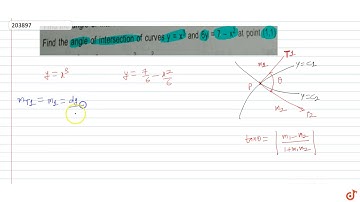 Find the angle of intersection of curves `y = x^3` and `6y = 7 - x^2` at point `(1,1)`