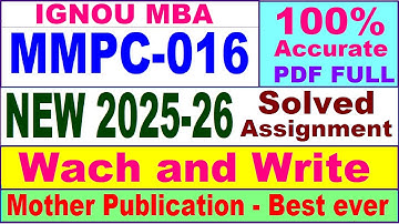 MMPC 016 solved assignment 2025-26 in English || mmpc 016 solved assignment 2026 || ignou mmpc16