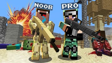 NOOB and PRO joined the army! What happened? NOOB vs PRO! Challenge in Minecraft 100% trolling
