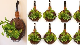 Hanging plants idea from old tawa pan, Old frying pan reuse ideas,Wall decor ideas