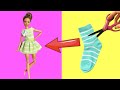 DIY - How to Make: Sock Dress for Barbie Doll