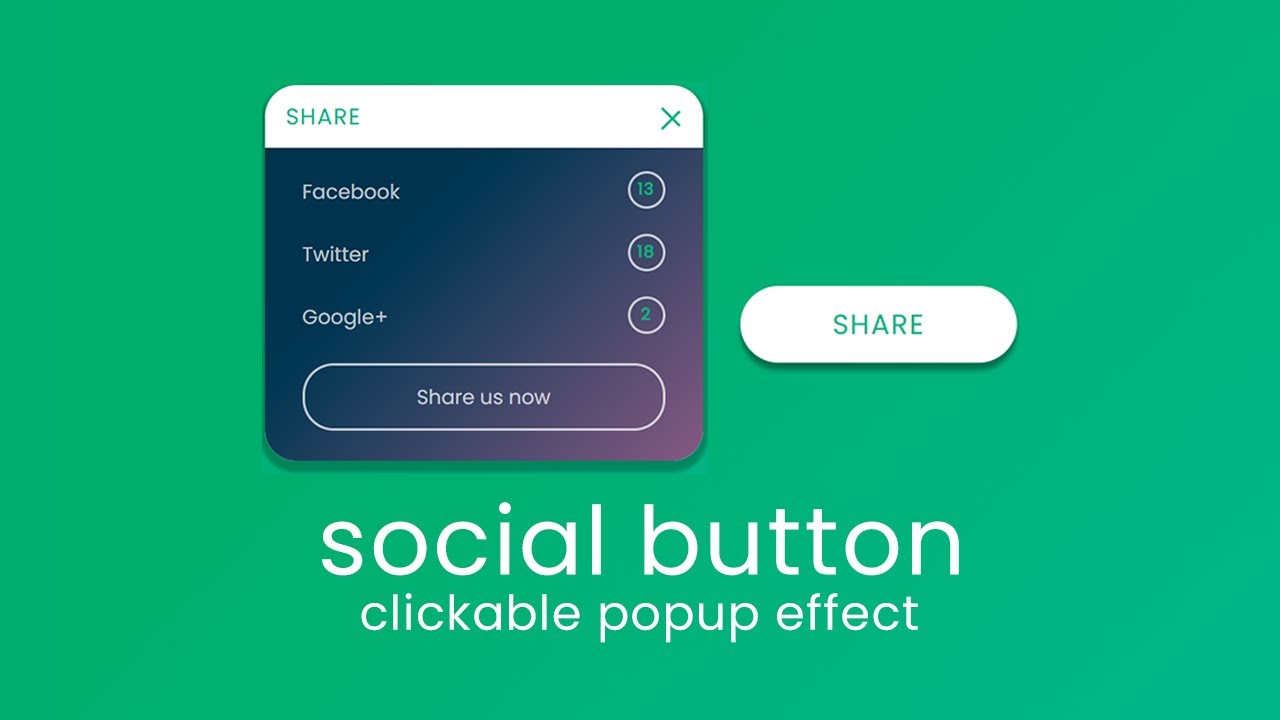 How to Make Social Share Clickable Button Animation Effect in HTML, CSS, JavaScript