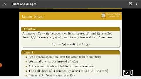 Calicut University / MSc Maths / III Semester/ Functional Analysis I/Class 1: Linear Spaces