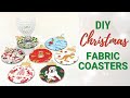 How to Make Christmas Ornament Fabric Coasters - Easy DIY