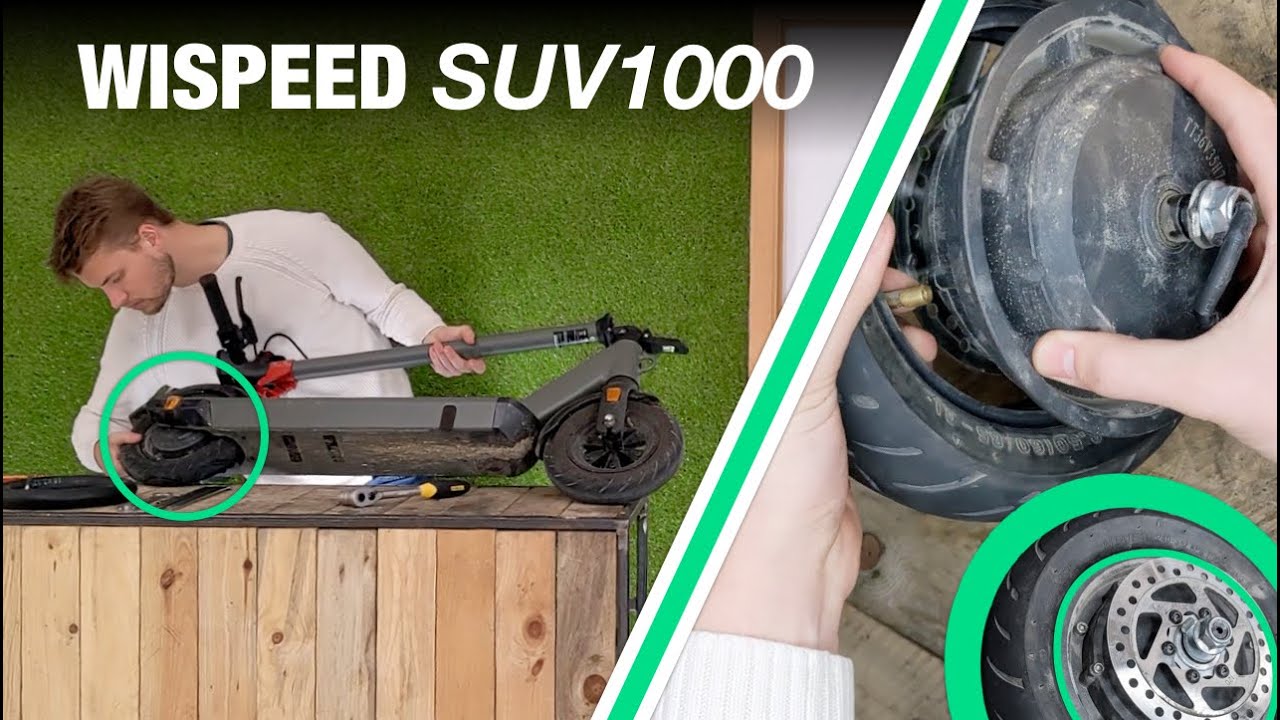 TUTO Wispeed - Changer la ROUE ARRIÈRE d'une Trottinette Wispeed SUV1000 -  Pneu et Chambre à air 🛴💚 