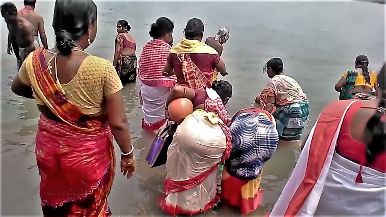 Village People And Their Relations Are River Bathing On Sankranti 