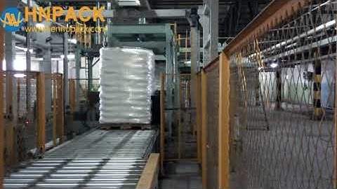powder bag pallet rotary arm stretch wrapper with top foil cover machine