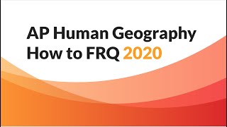 How to FRQ 2020 APHG