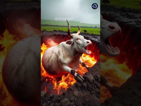 cow fell into huge lava well saved by fire fighter rescue team #humanity #co#cowlover #rescueanimals