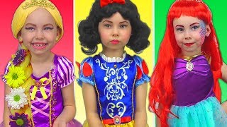 Costumes Disney Princesses Kids Makeup Rapunzel, Snow White, Little Mermaid \& Real Princess Dresses