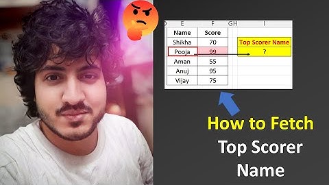 Fetch top scorer name in excel using array formula in hindi