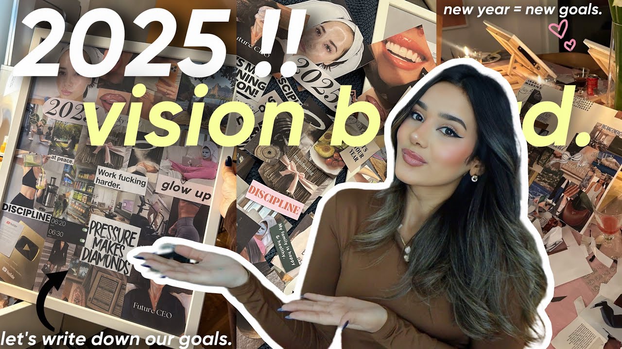 2025 IS HERE!! 🫨🎉🧁let’s make our VISION BOARD| أجيو دغيا نكتبو أهدافنا للعام الجديد✍️🍒🎀💌