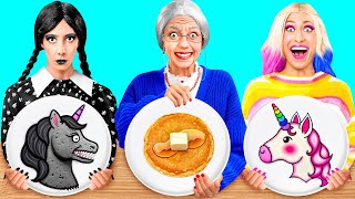 Wednesday vs Grandma Cooking Challenge | Funny Food Hacks by Fun Teen