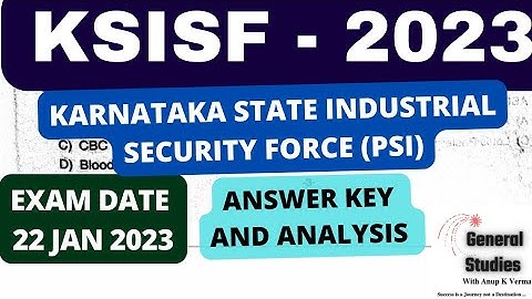 KSISF PSI - 2023 (Karnataka state industrial security force)|Paper-2|Answer key | Exam : 29 Jan 2023