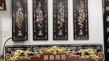 4 Bức tranh gỗ Trắc, khảm gỗ sưa, đá quý, ngà voi, rất đẹp: Đồ Gỗ Mạnh Đục: ĐT: 0977-476-925