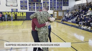 Surprise military homecoming brings out the tears at North Muskegon High School