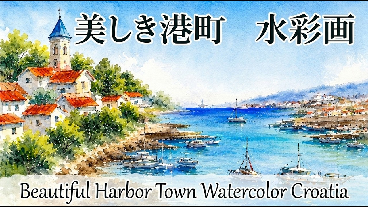 水彩画で描く美しき港町／Beautiful Harbor Town Watercolor Painting