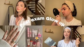The ultimate glow up after my exams ( eyebrows, nails, eyelashes, skincare )💖💅✨🧴