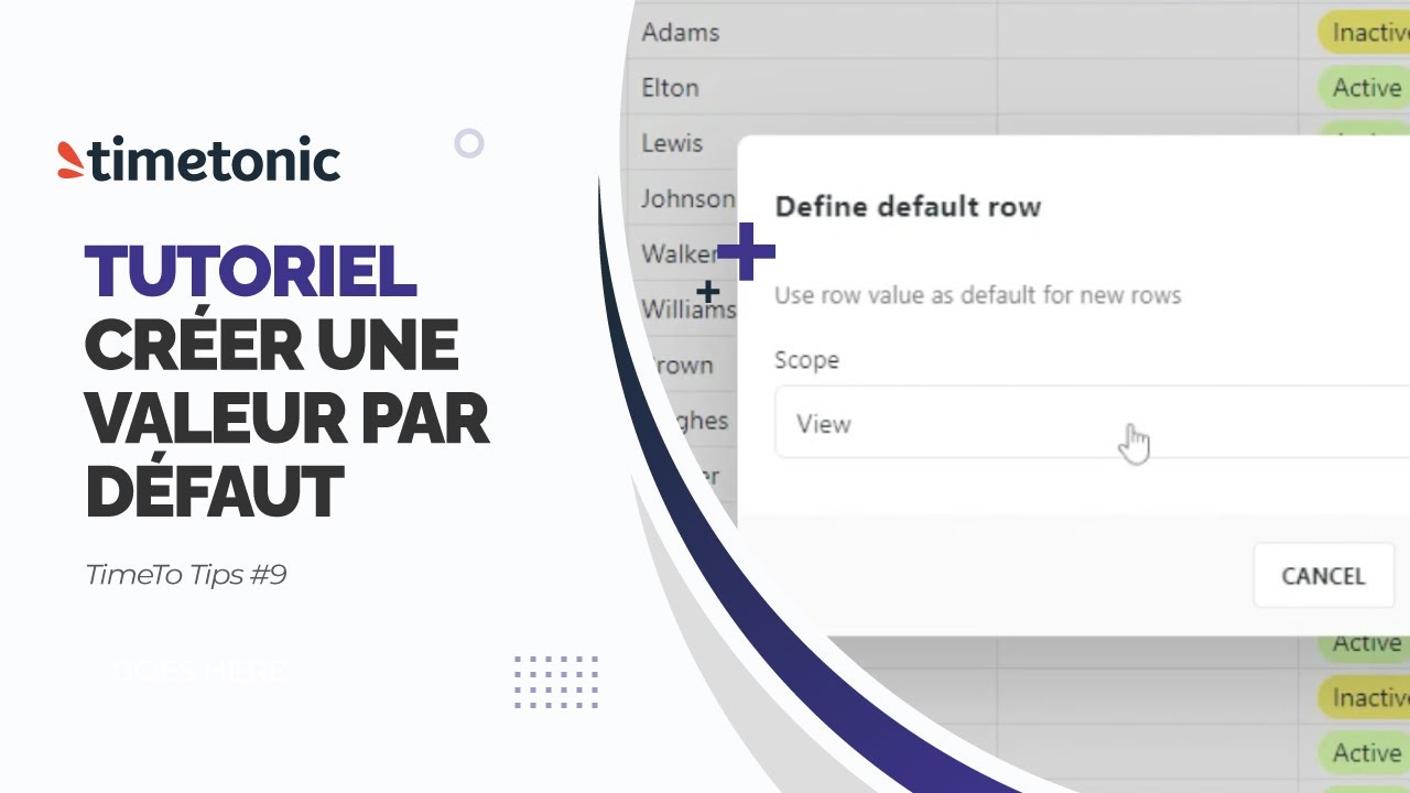 Comment créer une valeur par défaut dans TimeTonic YouTube