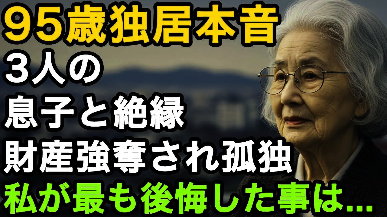 95歳女性。3人の息子はもう私の子供じゃない。全てを拒否して孤独の道を選びました。今、後悔しているのは孤独ではありません。私が最も後悔したことは...【60代以上の方へ/老後の幸せ/シニア】